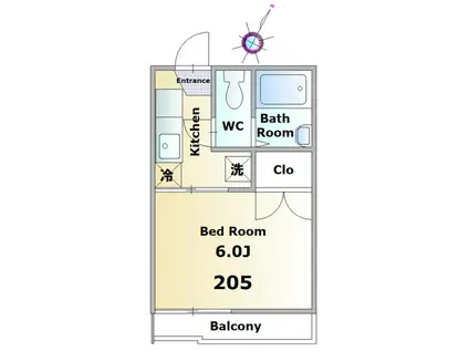 コーポスカイ(1K/2階)の間取り写真