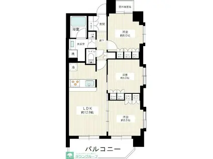 春日部マンション(3LDK/5階)の間取り写真