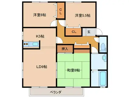 ロイヤルタウン三条五番館(3LDK/1階)の間取り写真