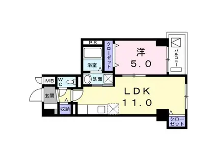 シーザスパレス錦糸町(1LDK/7階)の間取り写真