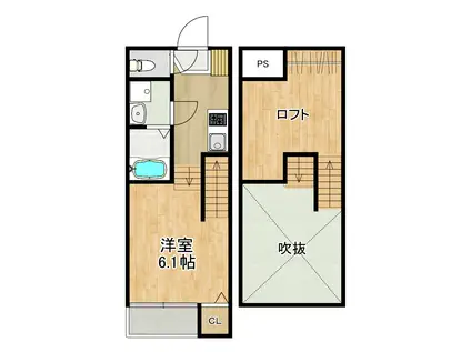 MODERN PALAZZO 諫早KAIZU B(1SK/1階)の間取り写真