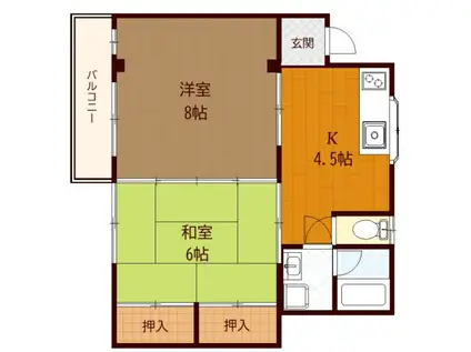 オレンジハウス(2DK/1階)の間取り写真