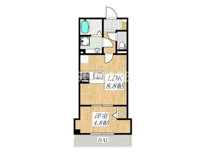 アローマ王本町(1LDK/3階)の間取り写真