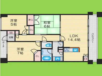 ロイヤルアーク高槻ザ・ファースト(3LDK/10階)の間取り写真