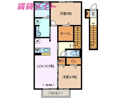 D-ROOM別名 A棟(2LDK/2階)の間取り写真