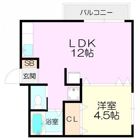 シェリル塚口(1LDK/2階)の間取り写真