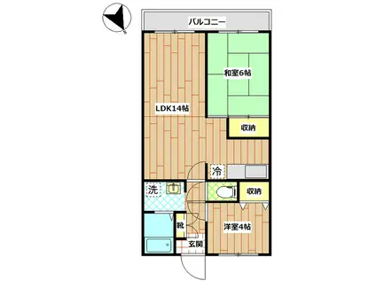 ウエストビレッジ(2LDK/1階)の間取り写真