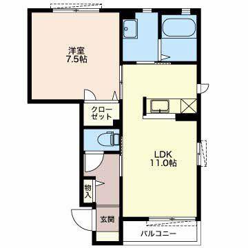 エスザーレ(1LDK/1階)の間取り写真