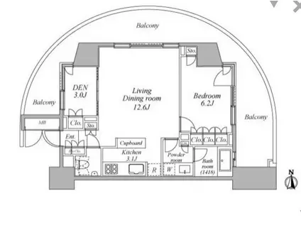 レジディア芝浦KAIGAN(1SLDK/5階)の間取り写真