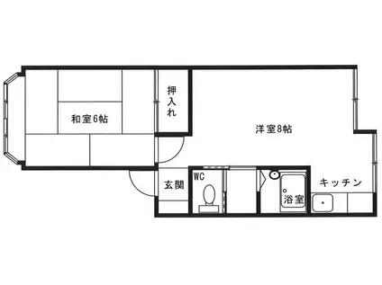 ラポールながとII 山王新町(1LDK/2階)の間取り写真