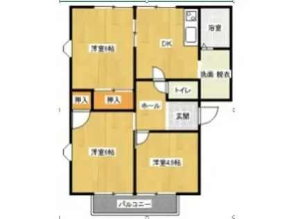 フレグランスあきやま(2LDK/1階)の間取り写真