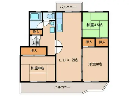 コーポドラゴン(3LDK/1階)の間取り写真