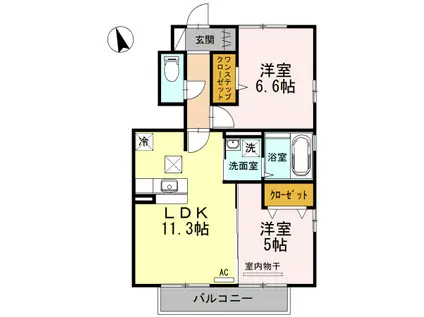 ロン・ラポール A棟(2LDK/2階)の間取り写真