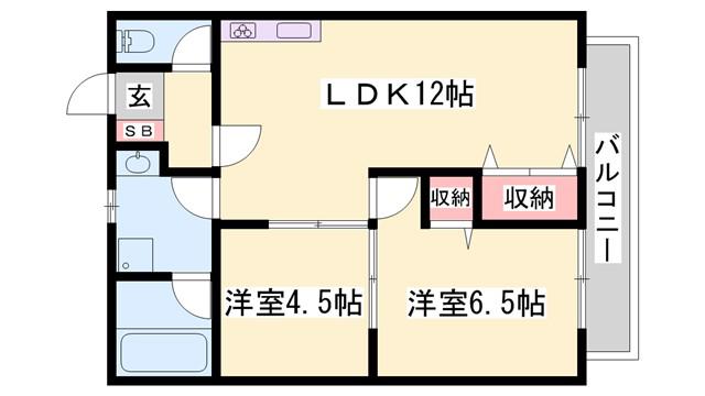 パルネット輝(2LDK/2階)の間取り写真