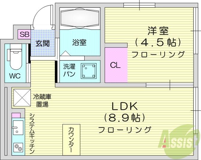 EFFORIA TRIA(1LDK/1階)の間取り写真