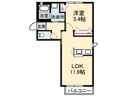 フェリスタージュ恩田(1LDK/1階)の間取り写真