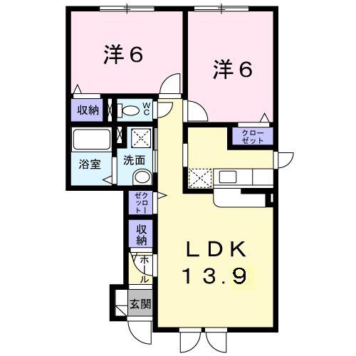 アルヴィス(2LDK/1階)の間取り写真