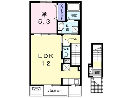 ラ フレーズ(1LDK/2階)の間取り写真