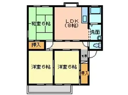 ルーエックI(3DK/2階)の間取り写真