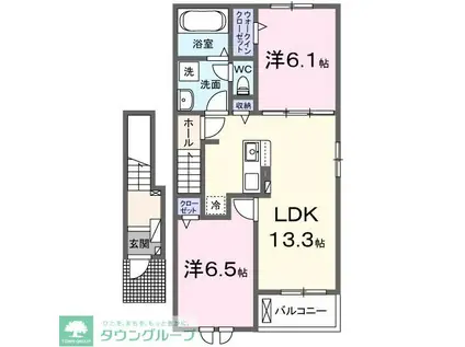 HALELINO八ヶ崎(2LDK/2階)の間取り写真