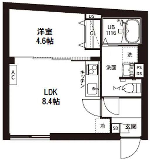 レピュア曙橋駅前レジデンス(1LDK/3階)の間取り写真