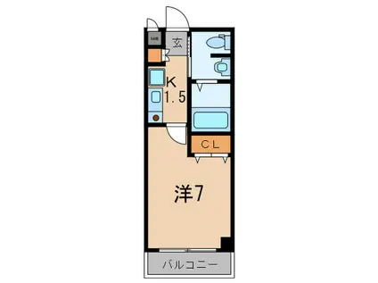 エスクイーナ西宮北口(1K/2階)の間取り写真