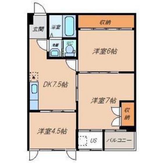 シャトー安野屋(3DK/1階)の間取り写真
