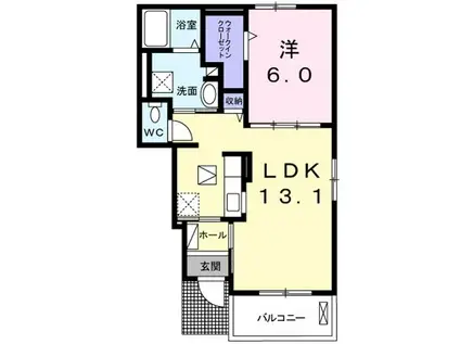 アプローズ坪井 B(1LDK/1階)の間取り写真