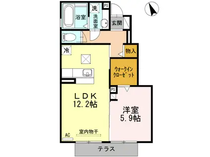 パークハウス常滑C棟(1LDK/1階)の間取り写真