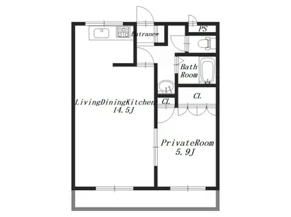 グランコリーヌ(1LDK/1階)の間取り写真