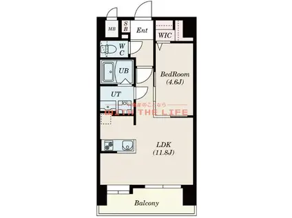S-RESIDENCE久留米六ツ門ABRイーストI(1LDK/12階)の間取り写真