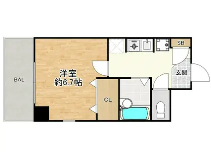 ソルジェンテハンター坂(1K/4階)の間取り写真