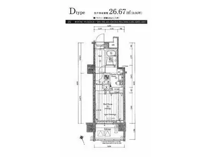 プレール・ドゥーク東新宿Ⅲ(1K/5階)の間取り写真