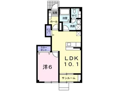 パストラルタウンA(1LDK/1階)の間取り写真