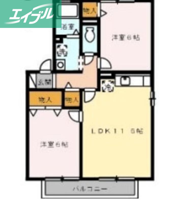 クラウディアB棟(2LDK/1階)の間取り写真