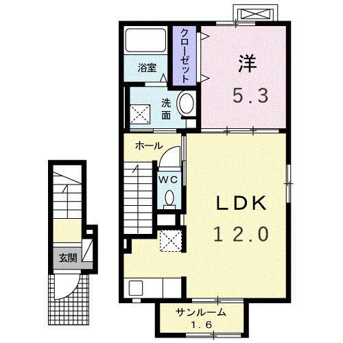 フルフィウス(1LDK/2階)の間取り写真