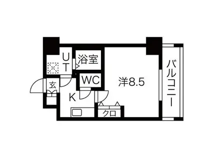 レジデンシア泉I(1K/6階)の間取り写真