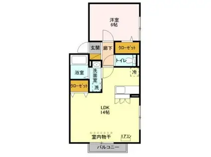 ベルデュール(1LDK/1階)の間取り写真