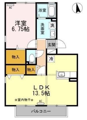 ロイヤルガーデン中島(1LDK/3階)の間取り写真