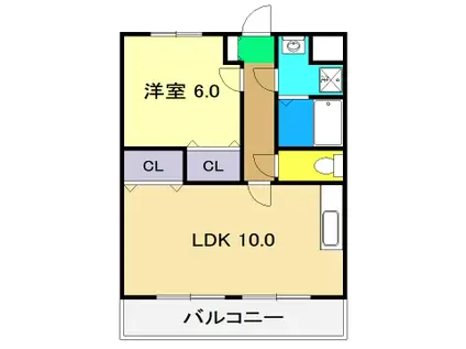 マリベール比島(1LDK/4階)の間取り写真