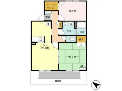 セジュール白水 II(2LDK/1階)の間取り写真