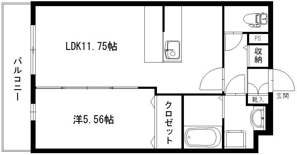 サウスキアラ(1LDK/3階)の間取り写真