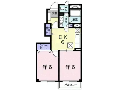 アカシア (2DK/1階)の間取り写真