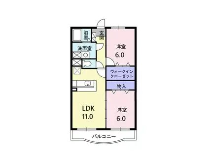 ゴールドグレイスI(2LDK/1階)の間取り写真