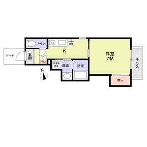 フラットK(1K/1階)の間取り写真