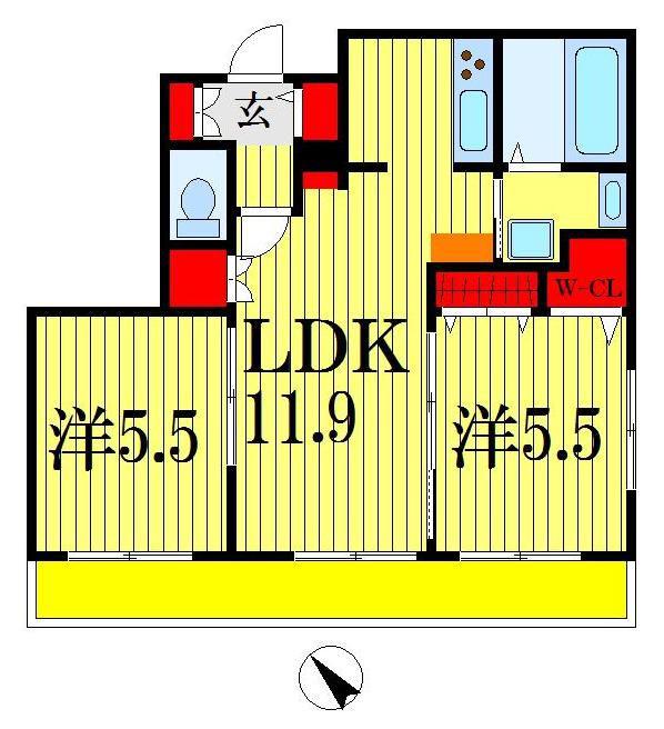 CHARMANT駿河台(2LDK/1階)の間取り写真