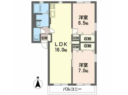 シェトワ丸山(2LDK/2階)の間取り写真