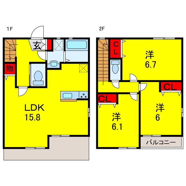 オリーブの木(3LDK/1階)の間取り写真