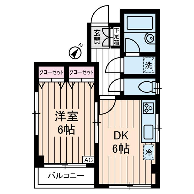 ジュンヴェール山本(1DK/2階)の間取り写真