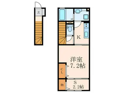 プレミール宇佐(1SK/2階)の間取り写真